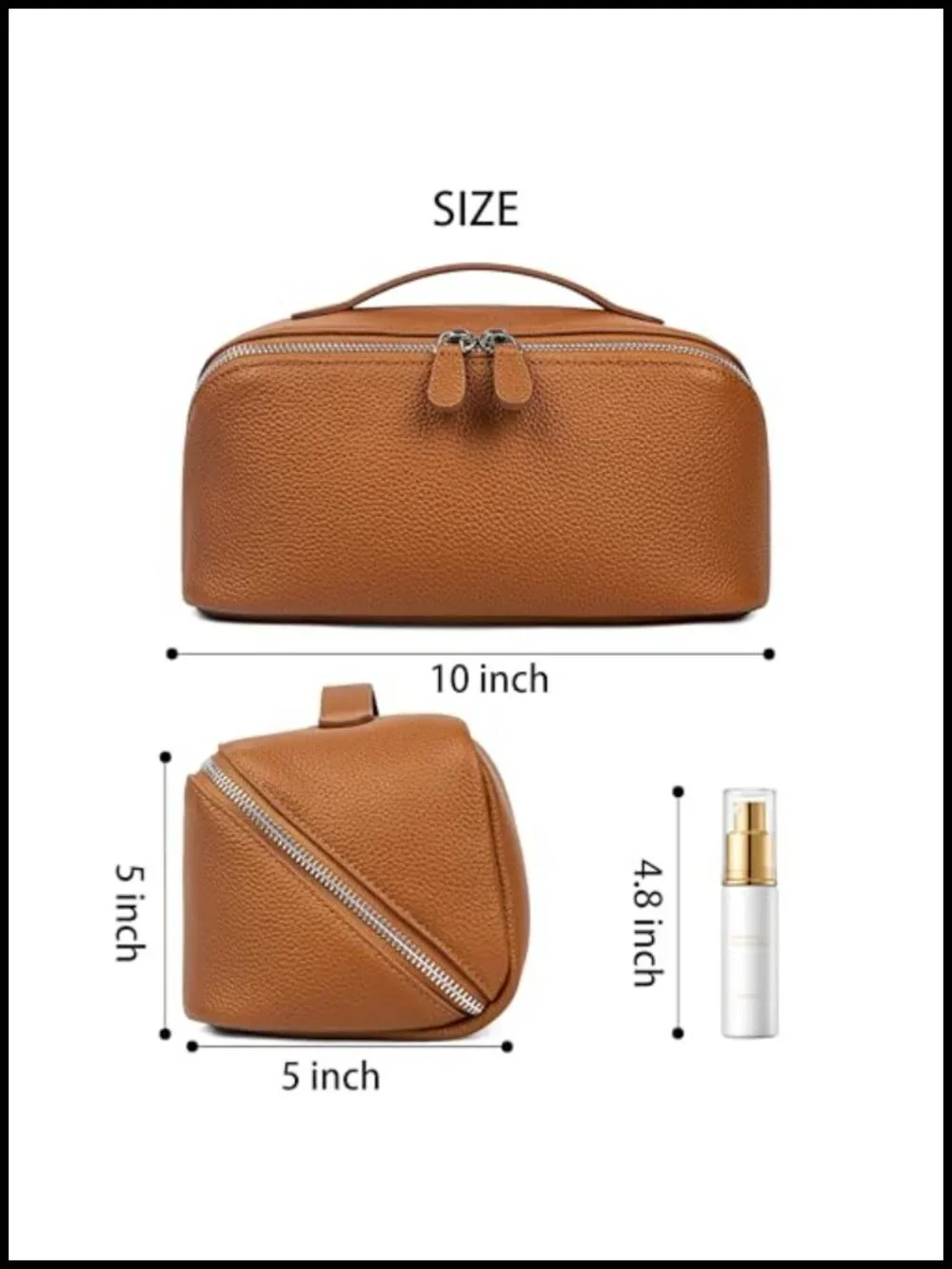 Genuine Leather Cosmetic Bag Large Capacity Travel Makeup Case with Multi